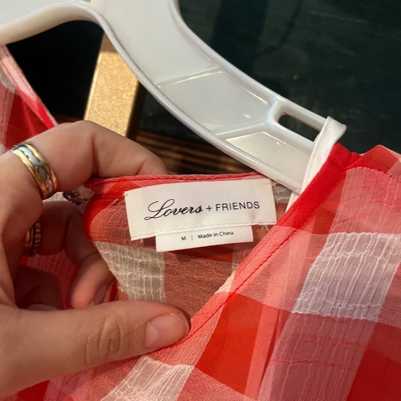 NWOT Lovers + friends Seth red white gingham checkered mini dress - Picture 6 of 6